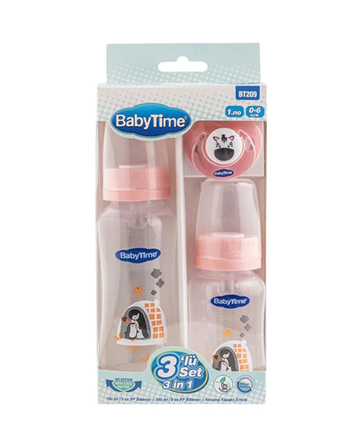 433718 BABY TİME PP 3'LÜ BİBERON SETİ - PEMBE