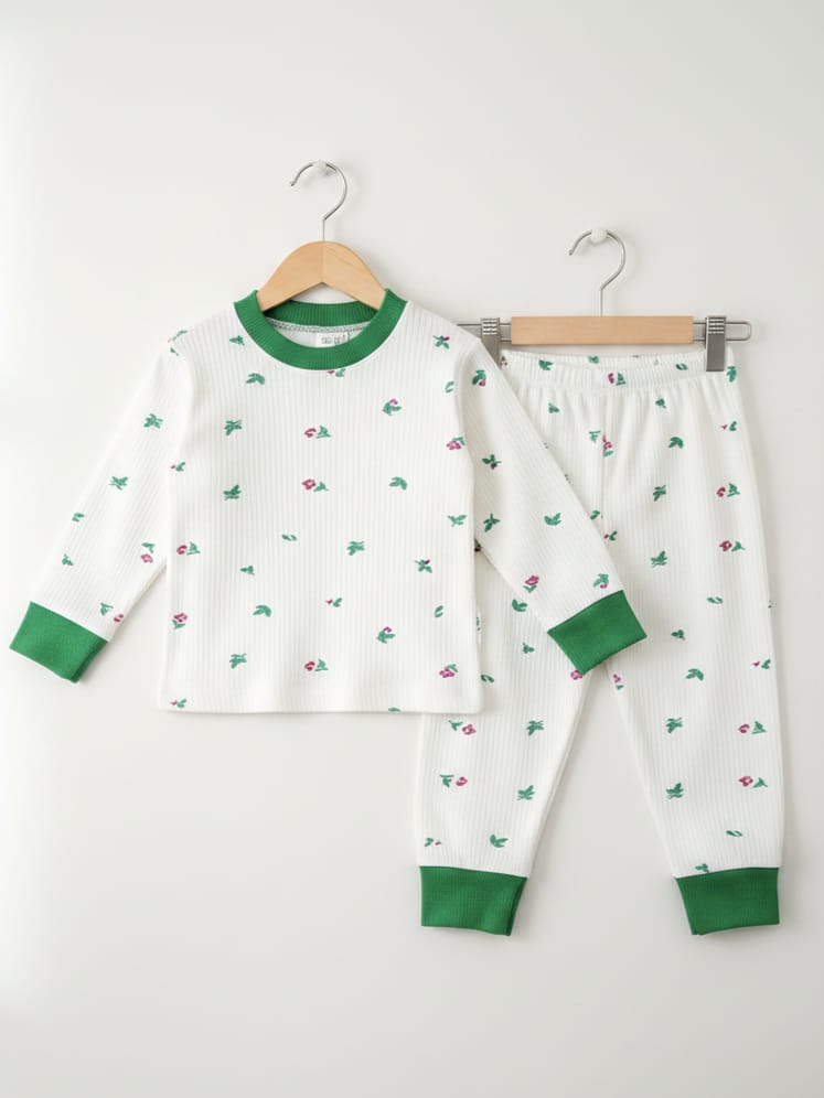 1656 Çiçek Desen Pijama Takımı