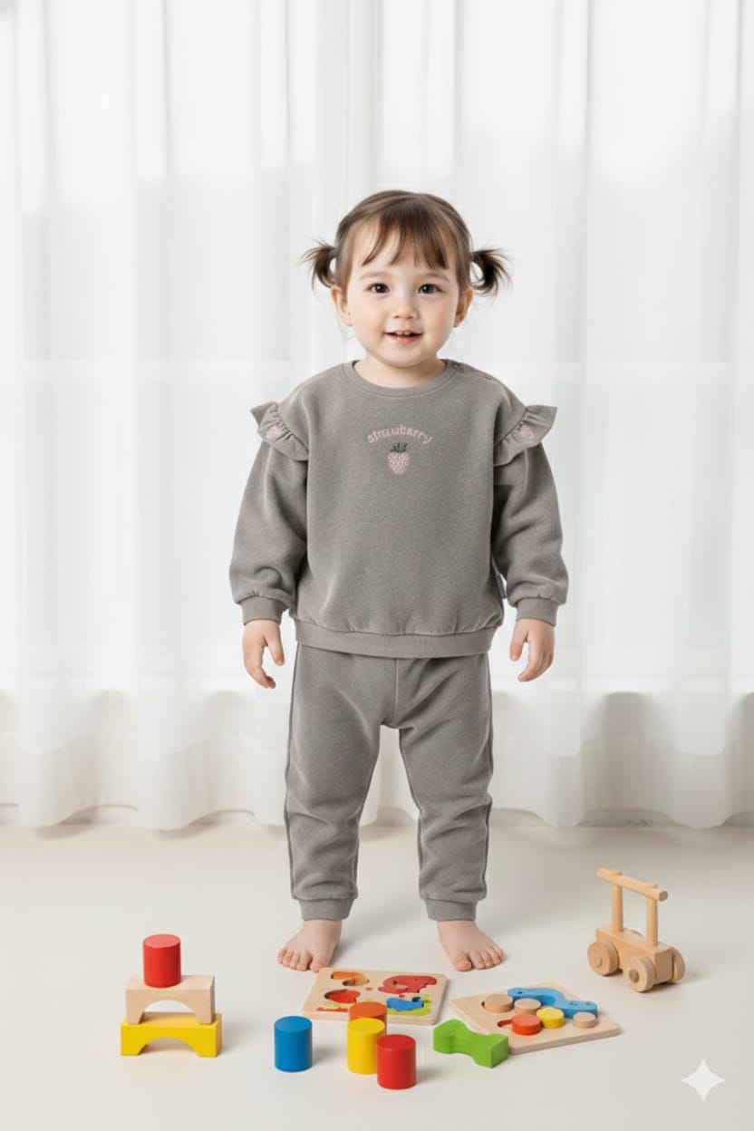 441559 Strawbery  Çiçek Nakış Kot Takım