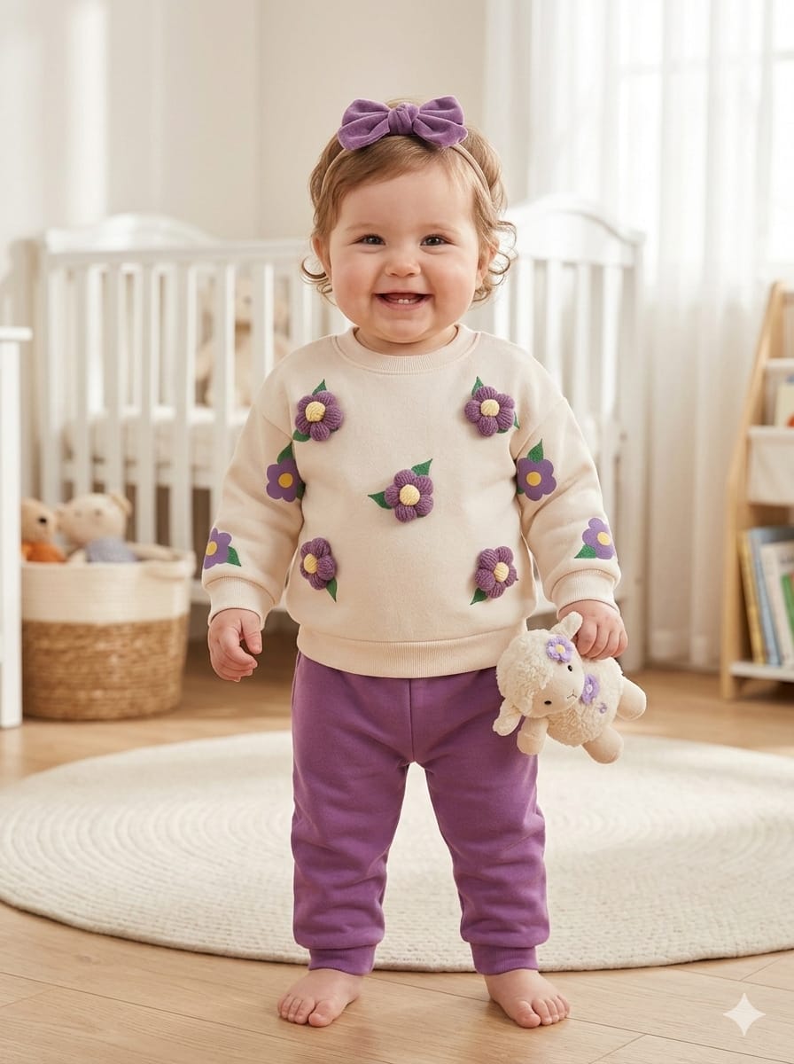 5433 Çiçek Örgü Detaylı Mevsimlik Takım