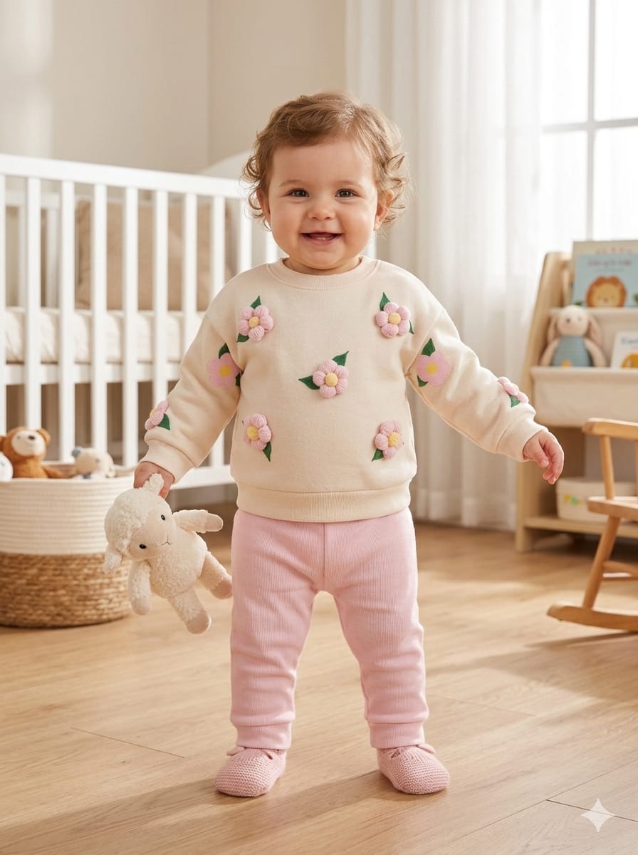 5433 Çiçek Örgü Detaylı Mevsimlik Takım