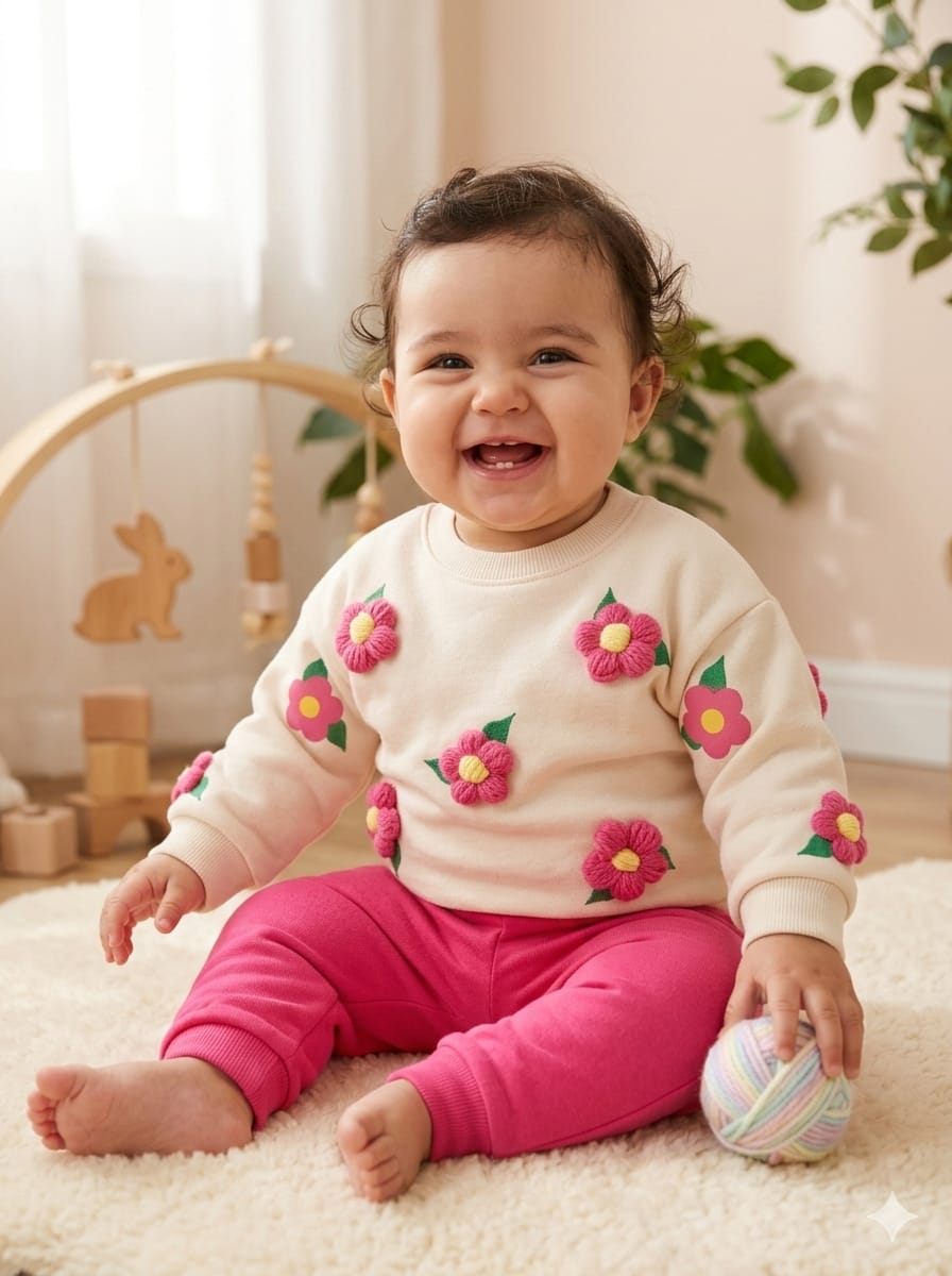 5433 Çiçek Örgü Detaylı Mevsimlik Takım