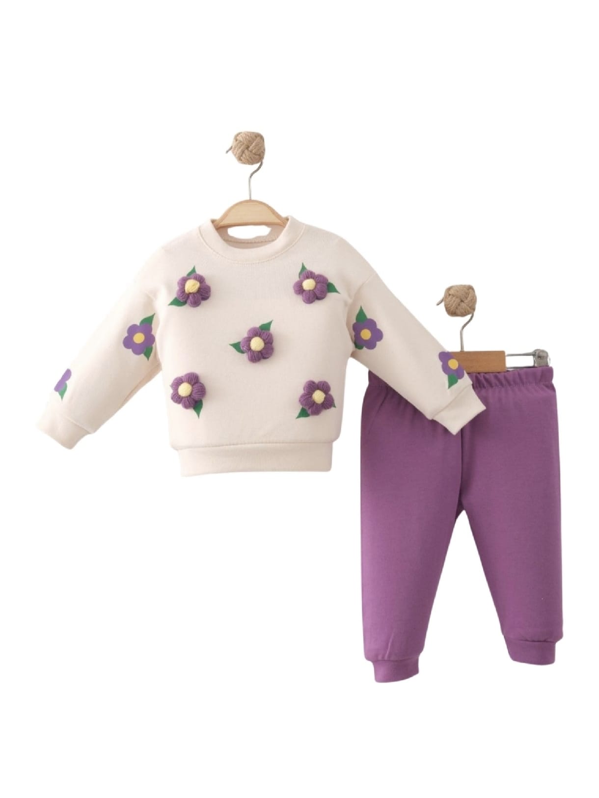 5433 Çiçek Örgü Detaylı Mevsimlik Takım