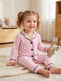 443099 Çizgili Kız Bebek Pijama Takımı