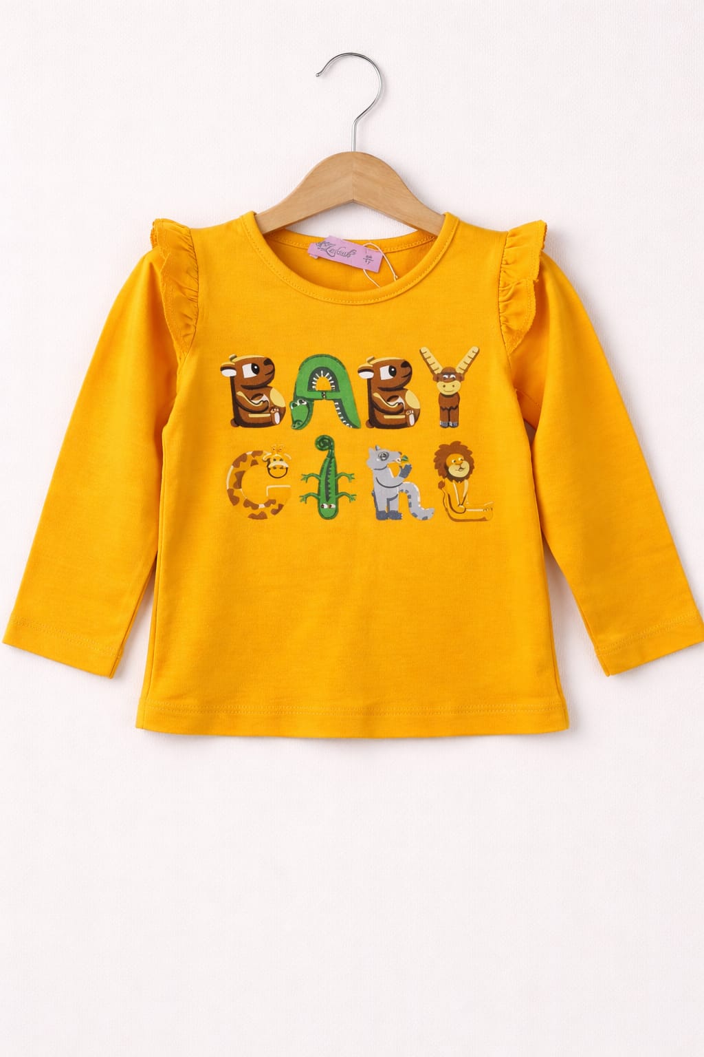 2511 Baby Girl Yazılı Omuz Fırfırlı Sweatshirt