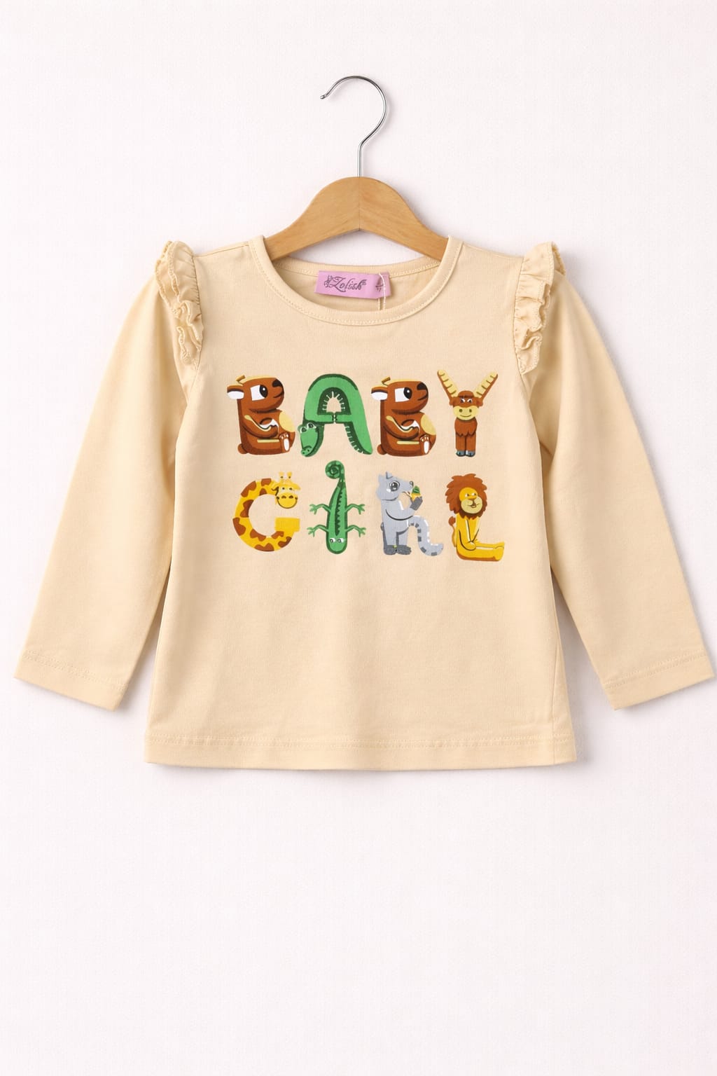 2511 Baby Girl Yazılı Omuz Fırfırlı Sweatshirt
