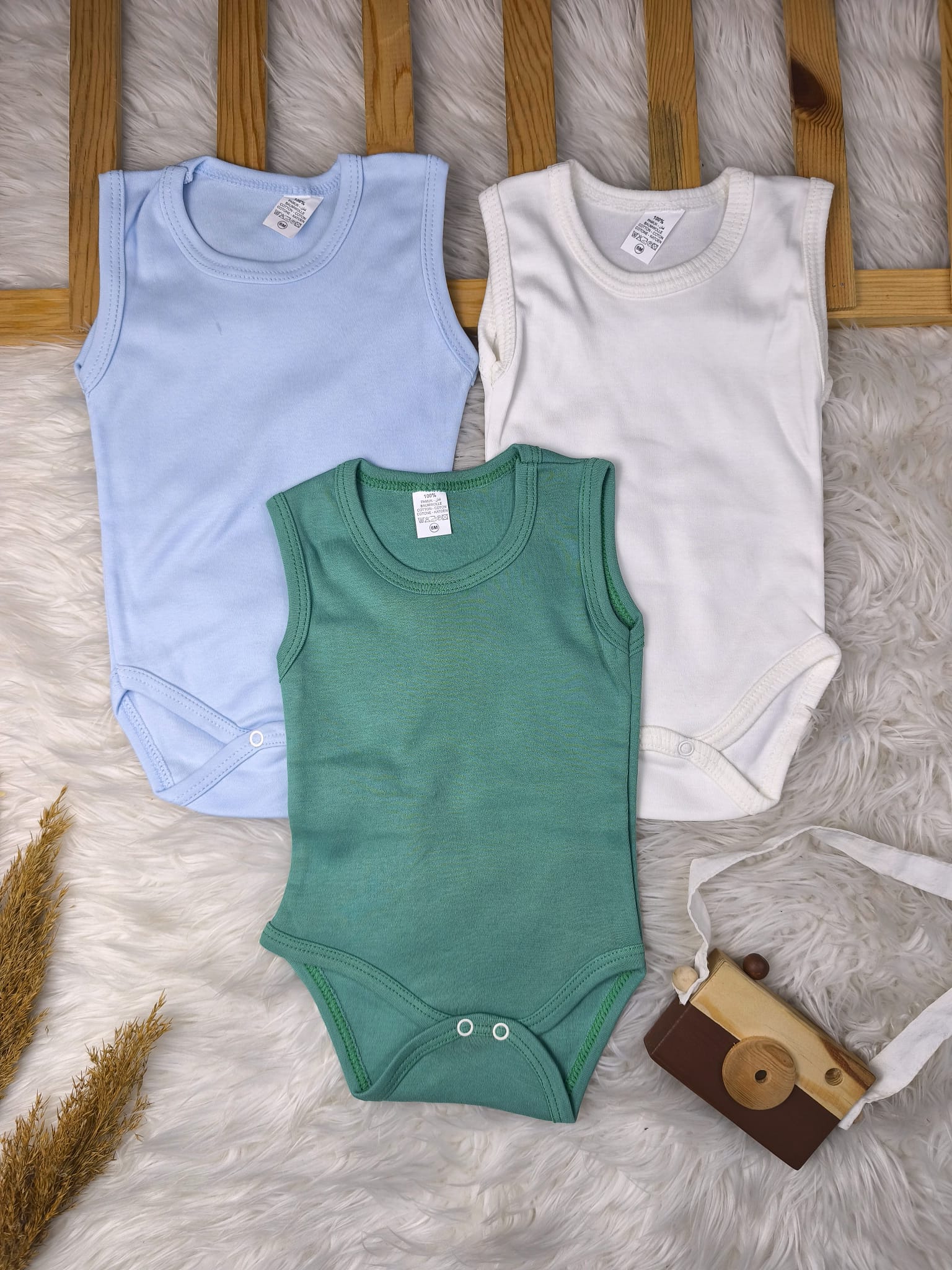2512 Erkek Bebek 3'lü Çıtçıtlı Body Seti
