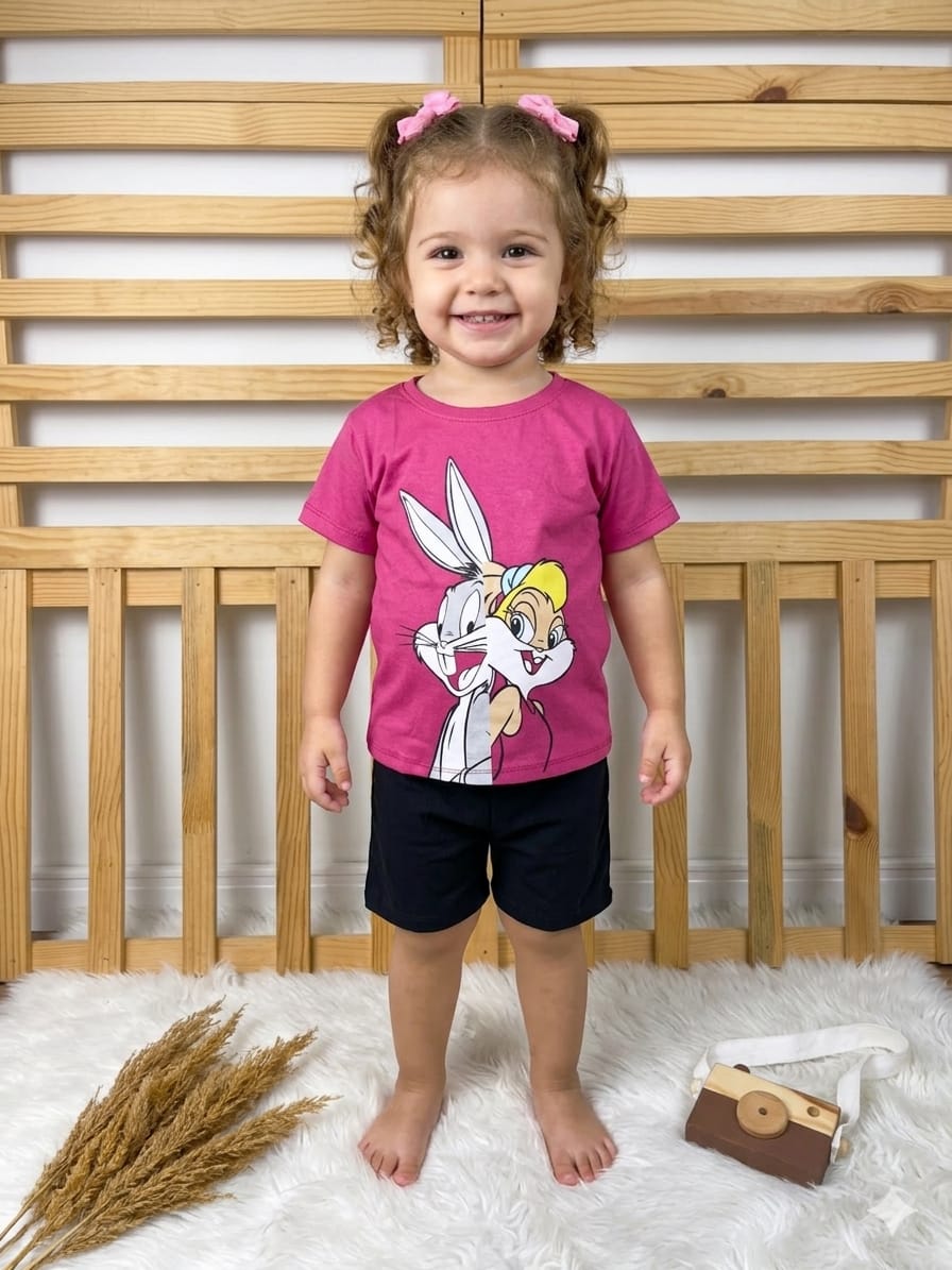 3333 Bugs Bunny Baskılı Penye Şortlu Takım