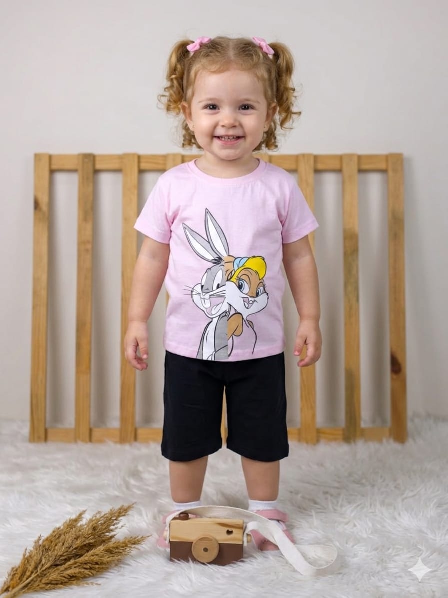 3333 Bugs Bunny Baskılı Penye Şortlu Takım