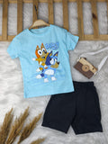3336 Bluey Baskılı Şortlu Takım
