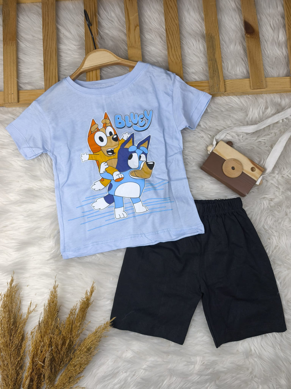 3336 Bluey Baskılı Şortlu Takım
