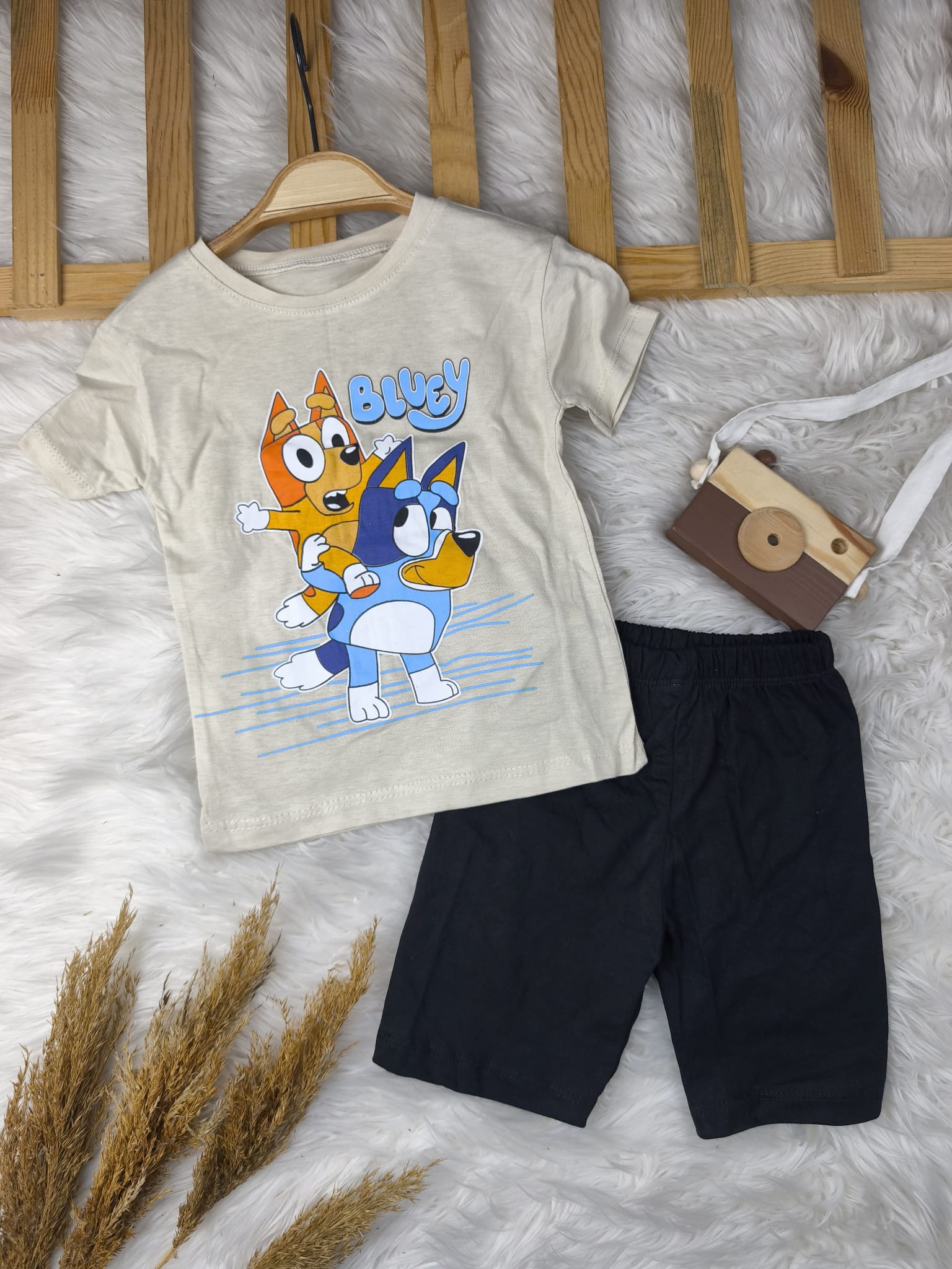 3336 Bluey Baskılı Şortlu Takım