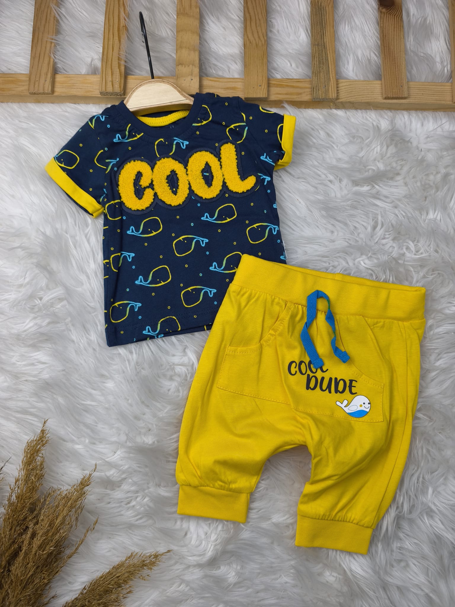 T1758 Cool Yazılı Tarz Penye Yazlık Takım