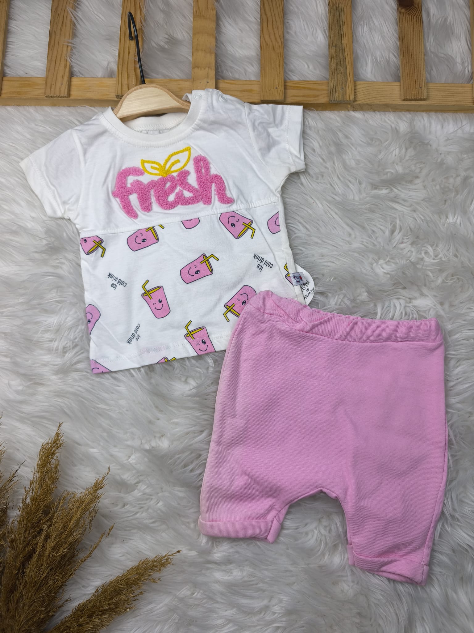 T1765 Fresh İçecek Baskılı Penye Şortlu Takım