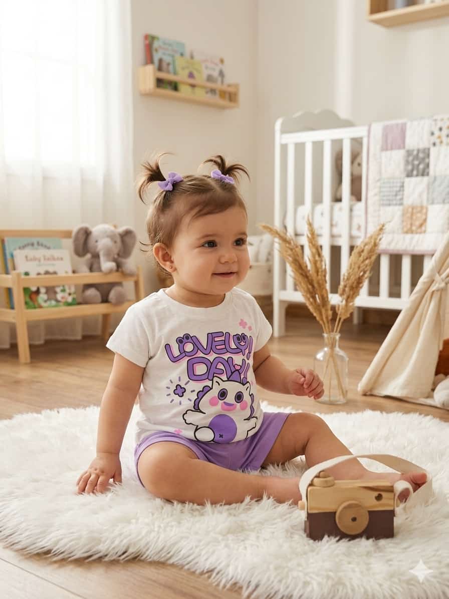 0151 Lovely Yazılı Penye Şortlu Takım