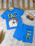 0643 Taz Canavar Baskılı Penye Şortlu Takım