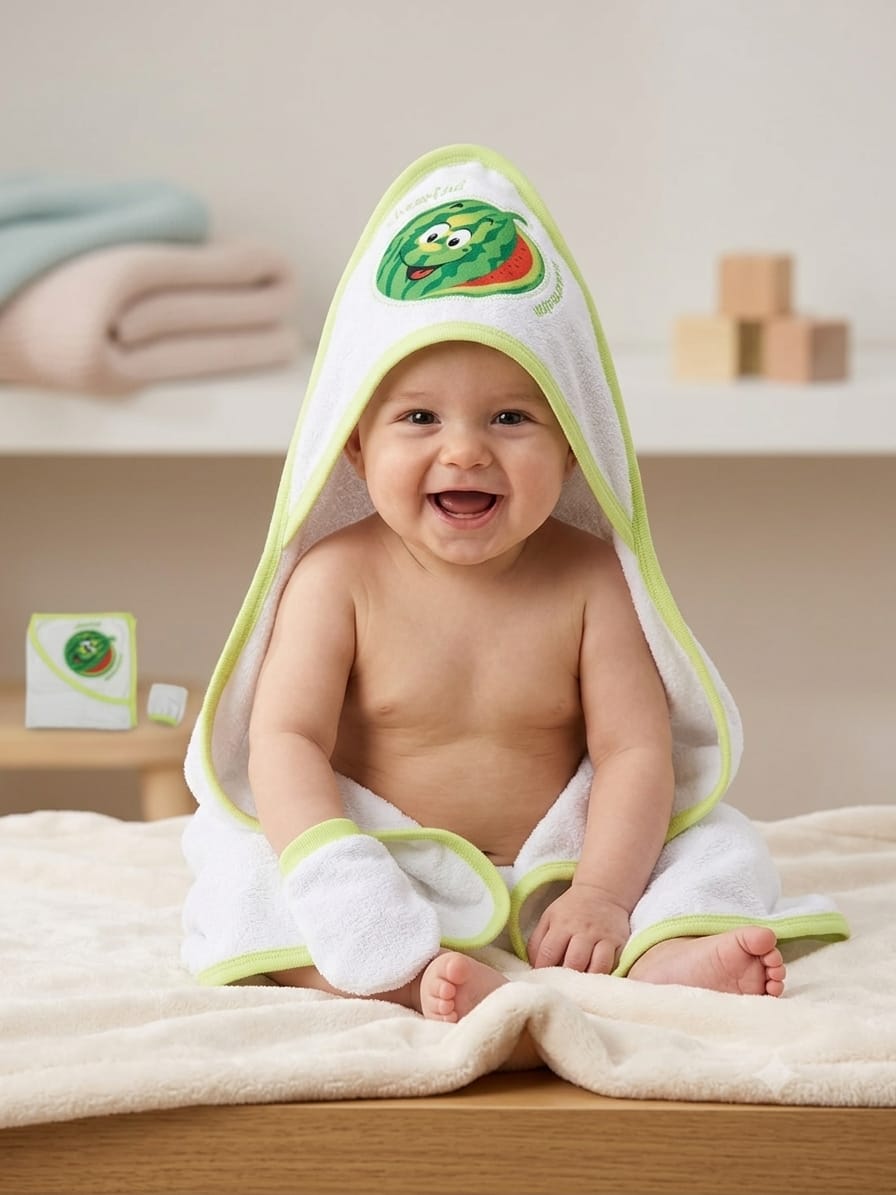 389038 KARPUZ NAKIŞLI BEBE BANYO HAVLU