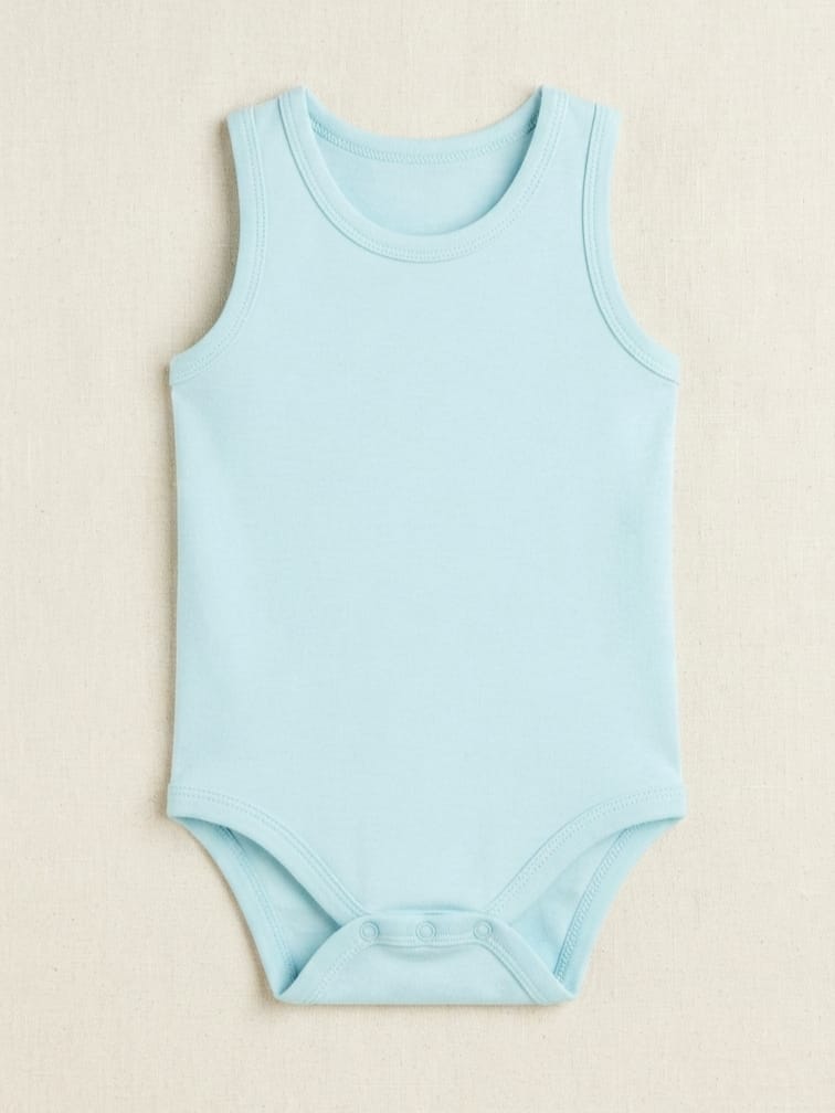 T2587 Düz Renk Kolsuz Pamuklu Penye Çıtçıtlı Body - Mint