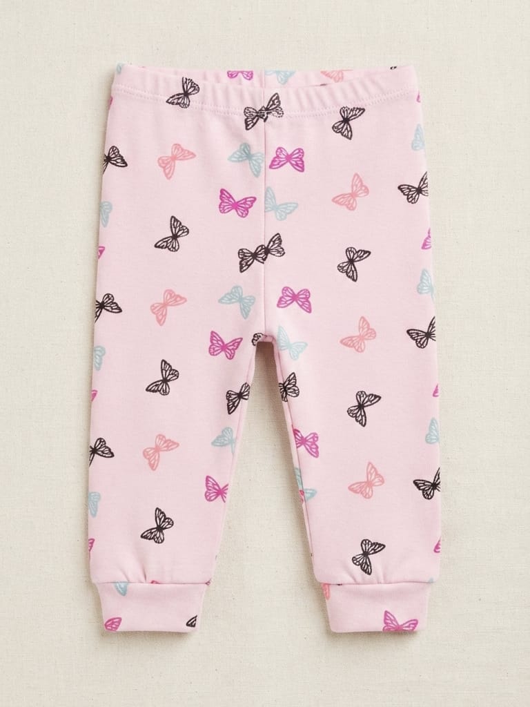 T1021 Kelebek Desen Penye Tek Alt - Pembe
