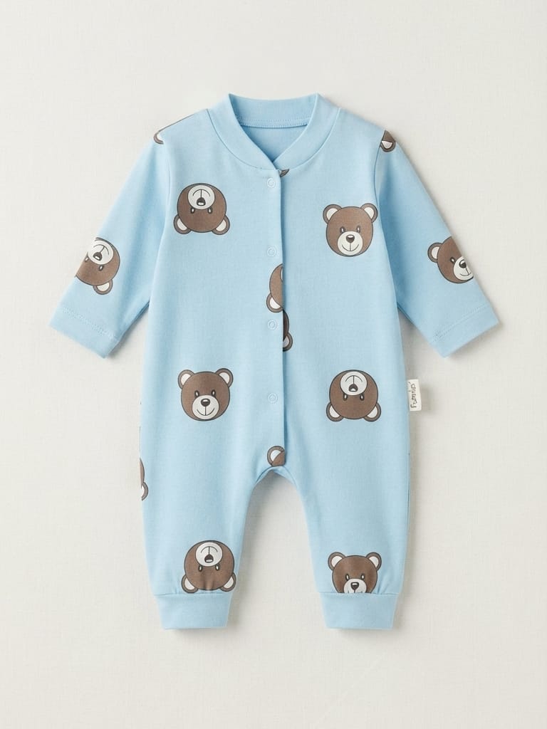 8147 Bear Ayıcık Baskılı Penye Tulum