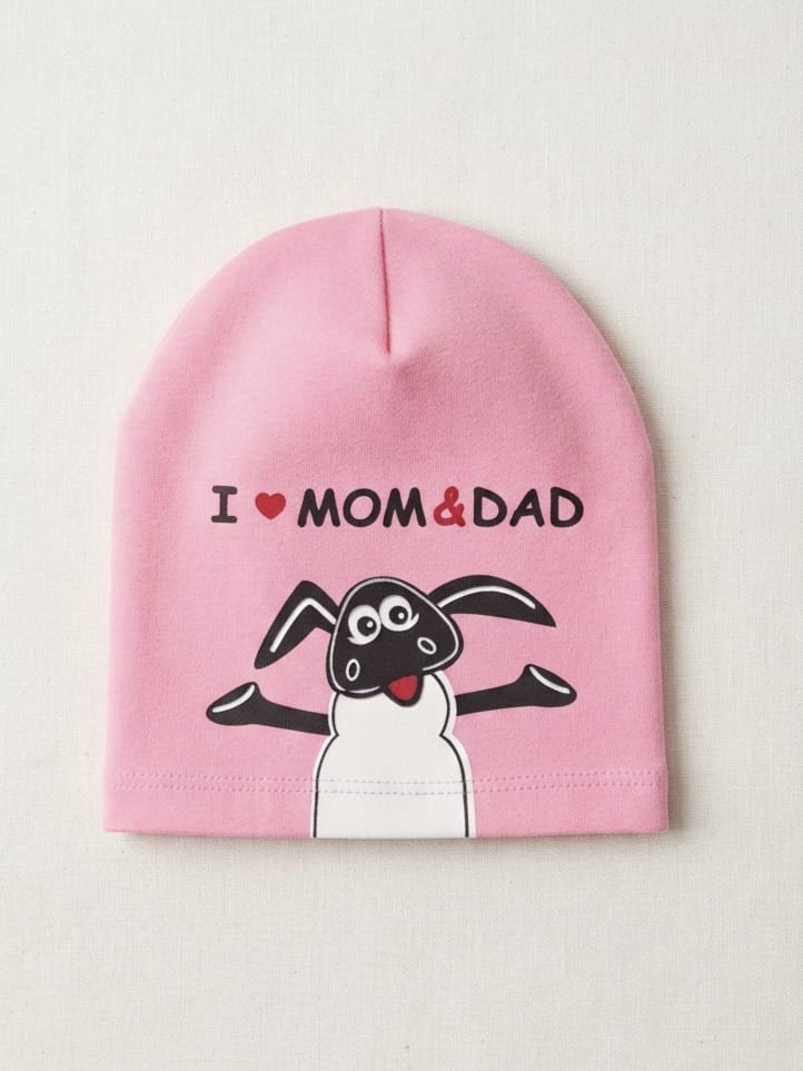 0420 Mama Dad Yazılı Penye Şapka - Pembe