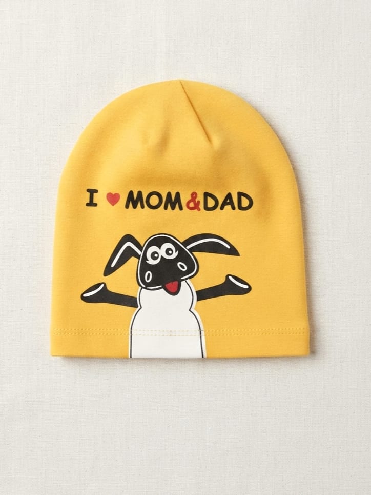 0420 Mama Dad Yazılı Penye Şapka - Sarı