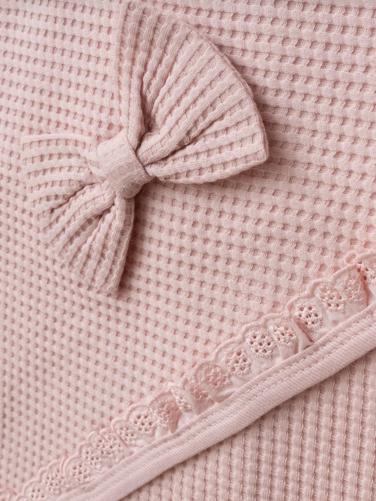 2668 Fisto Yaka Wafle Kumaş Premium Battaniyeli 5'li Tulum Seti - Pembe