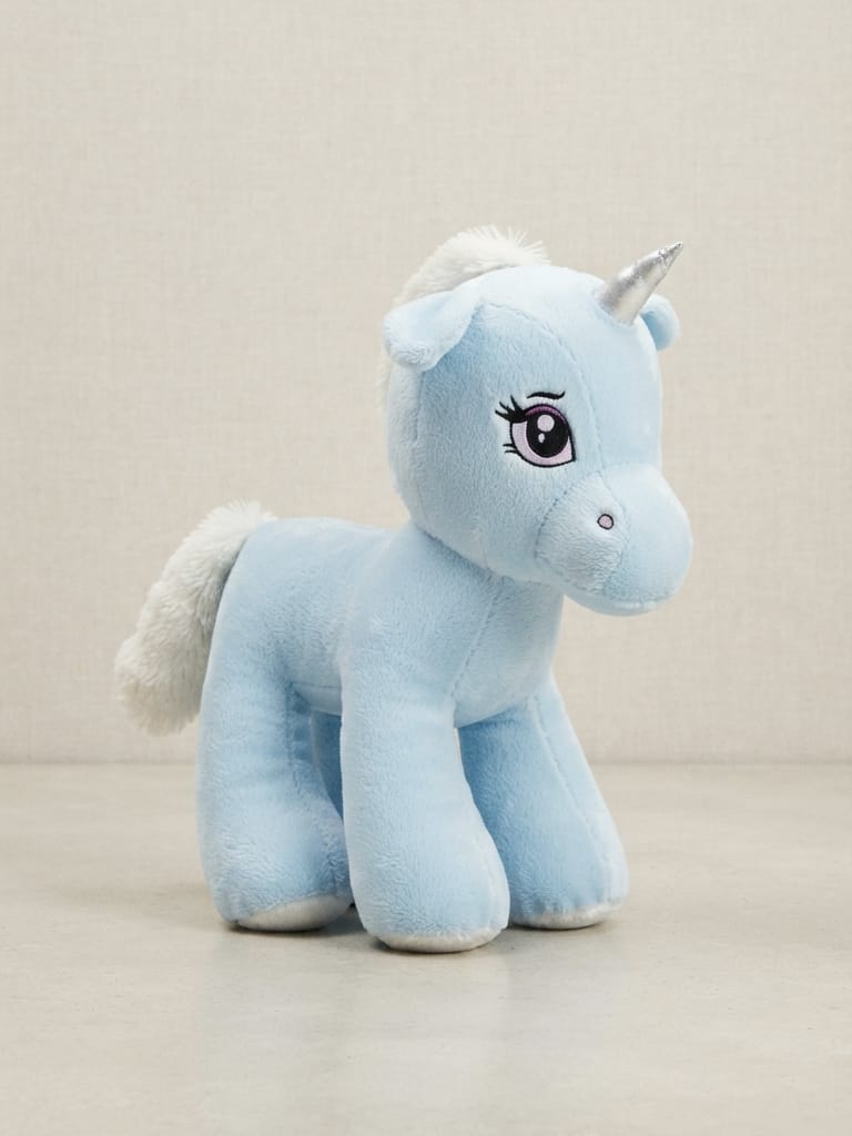 450013 50 cm Peluş Unicorn At Oyuncak - Mavi