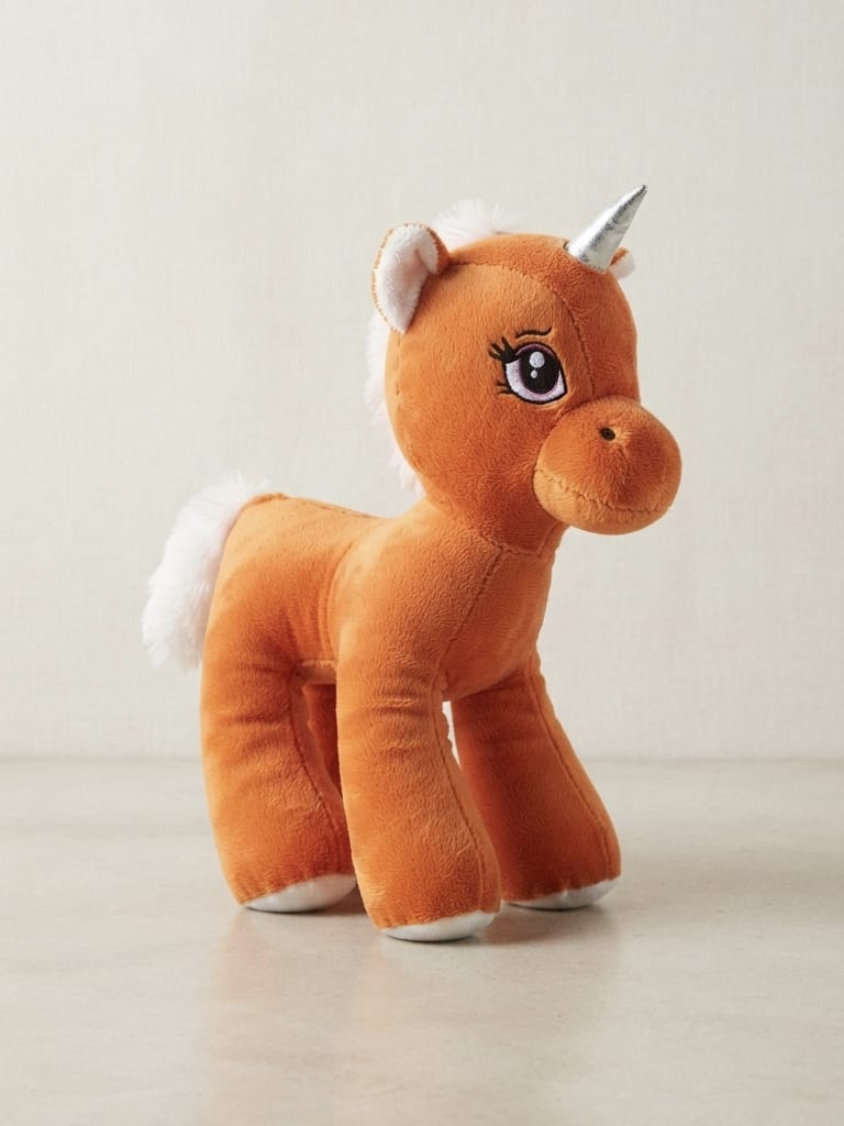 450013 50 cm Peluş Unicorn At Oyuncak - Turuncu
