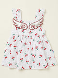 T0315 Kiraz Melek Kanat Coton Elbise