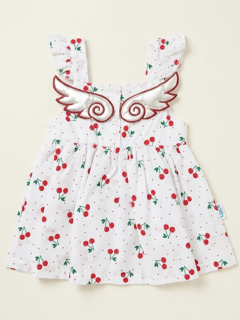 T0315 Kiraz Melek Kanat Coton Elbise