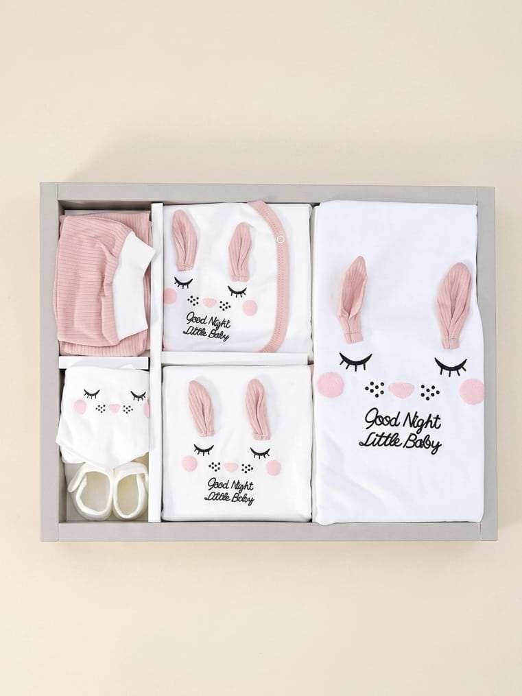 417296 Good Night Tavşan Kulaklı Premıum 10'lu Hastane Çıkışı Seti - Pembe