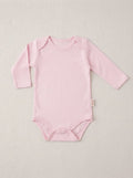 T2587 Düz Renk Penye Uzun Kol Çıtçıtlı Body - Pembe