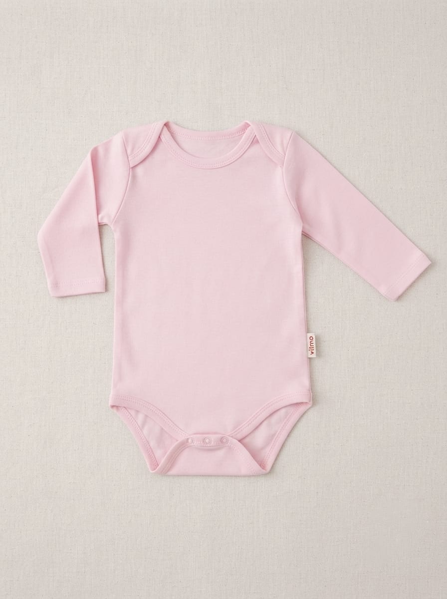 T2587 Düz Renk Penye Uzun Kol Çıtçıtlı Body - Pembe