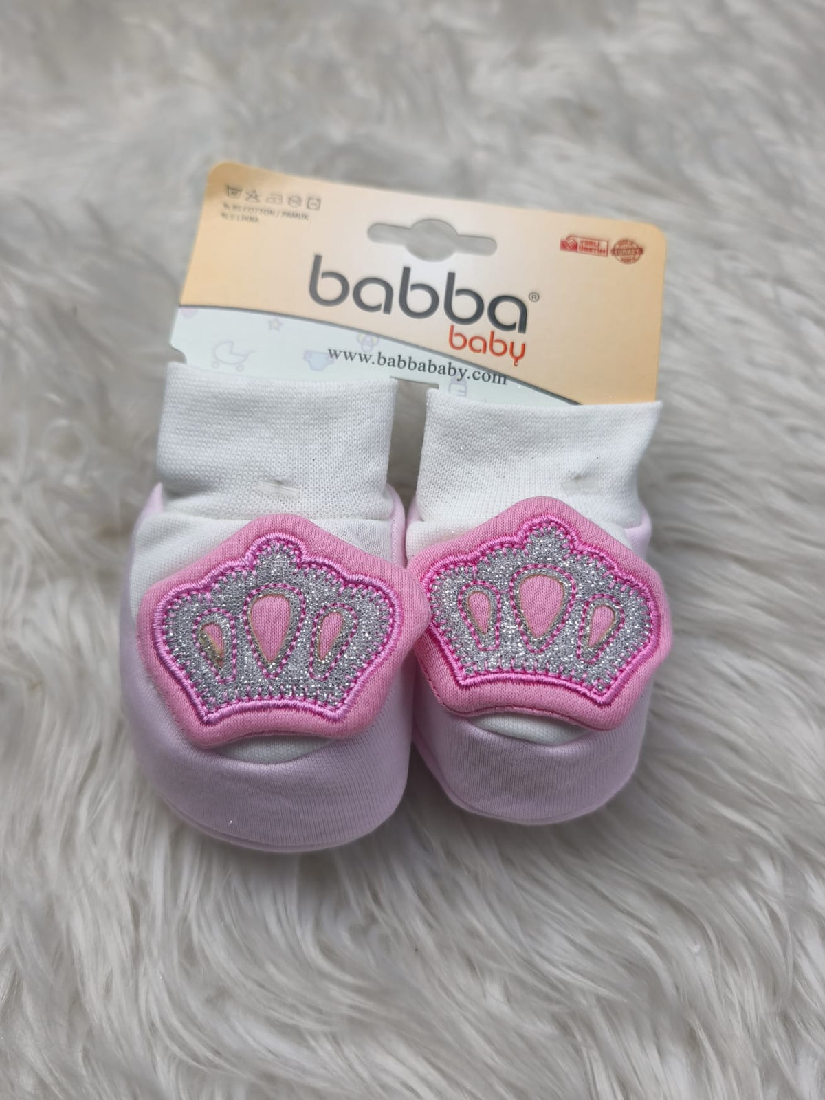 3305 Taç Aplikeli Penye Patik - Pembe