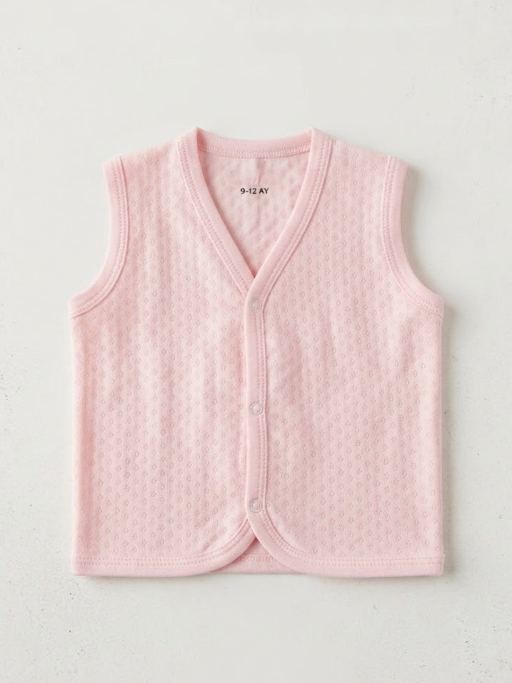 2615 Kapitone Penye Bebe Yelek - Pembe