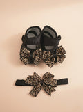 0465 Leopar Fiyonk Detay Bandana Patik Seti