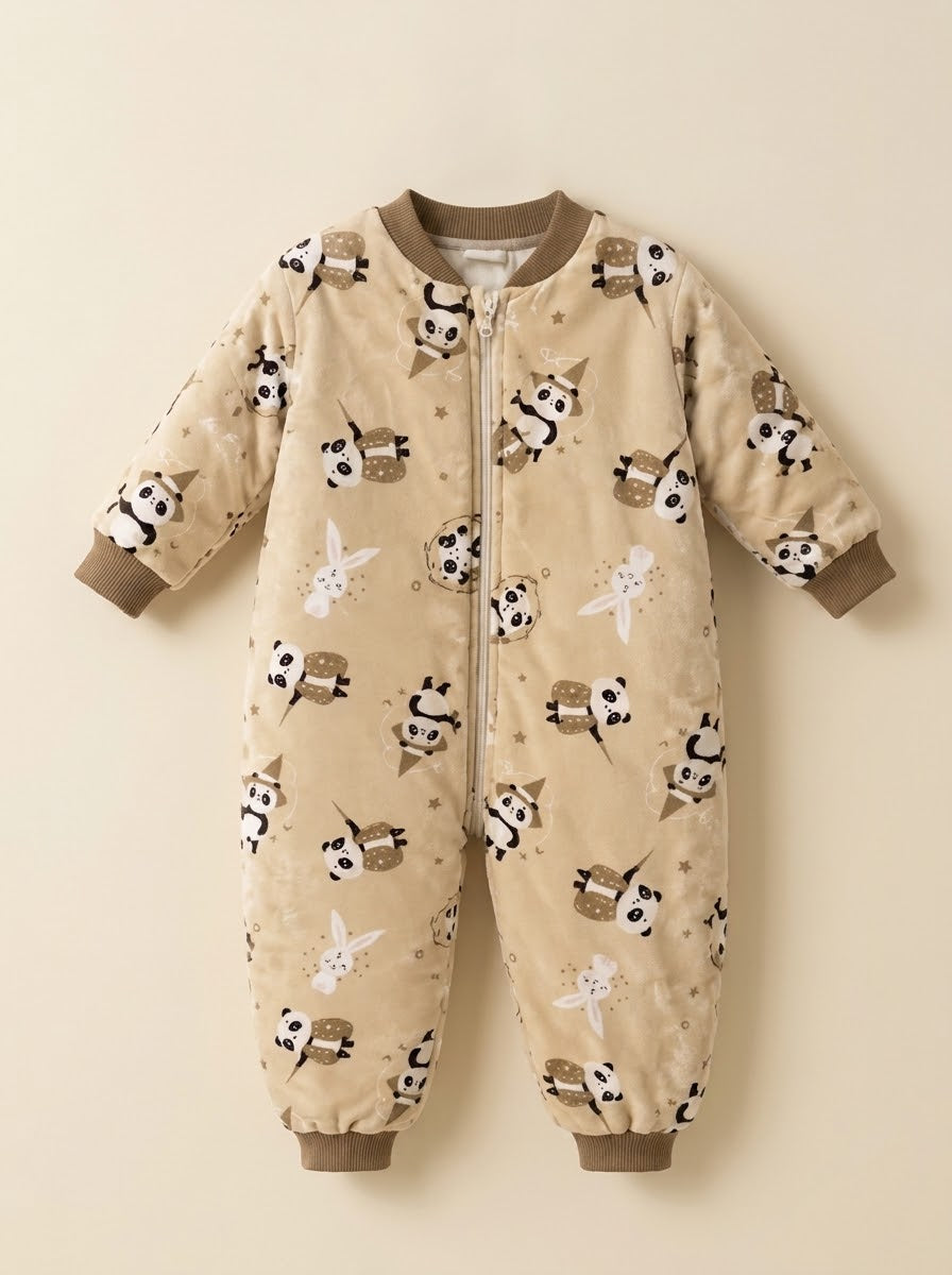 8160 Melfa Sevimli Panda Premıum Bebe Uyku Tulumu - Bej
