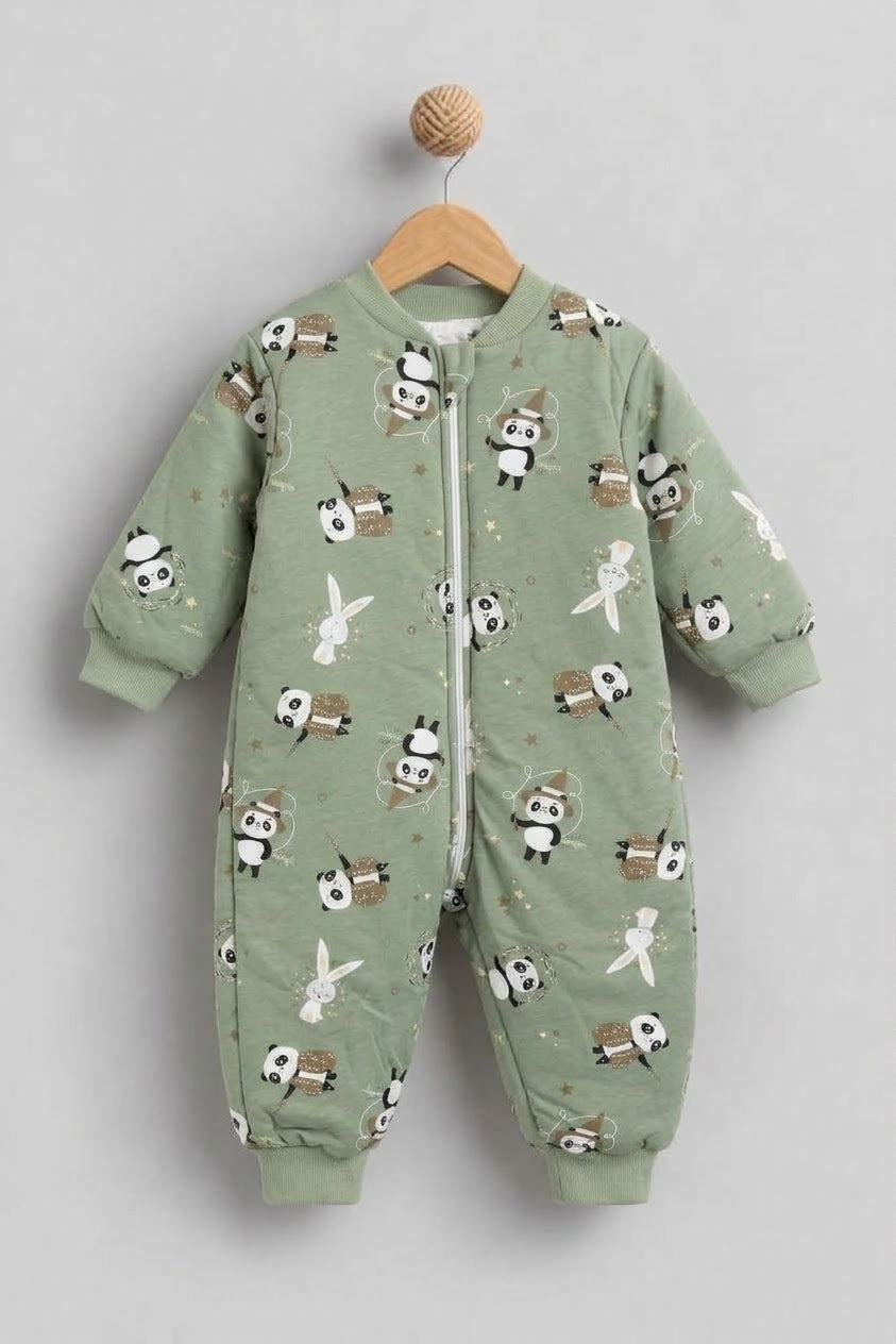8160 Melfa Sevimli Panda Premıum Bebe Uyku Tulumu - Yeşil