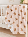 0279 Bebitof Ayıcık Desenli Peluş Welsoft Battaniye - Füme