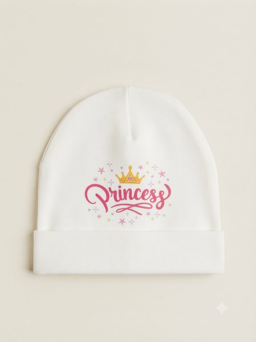 0428 Princes Yazılı Penye Şapka - Ekru