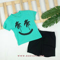 TKM-1968 Palmiye Baskılı Şortlu Takım  - Yeşil / 9