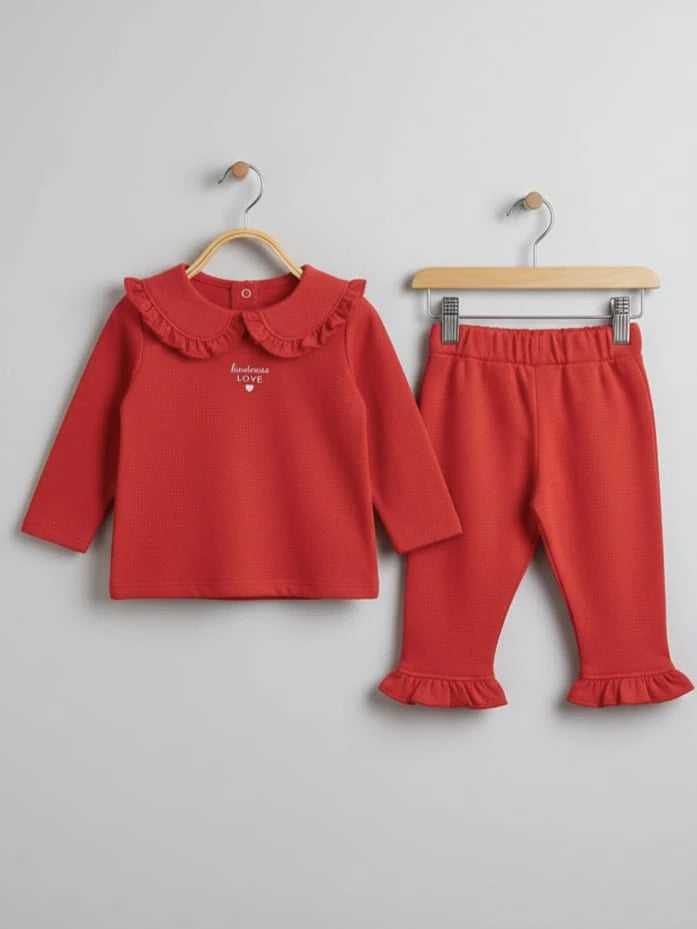 1958 LOVE FIRFIR DETAYLI PENYE TAKIM  - Kırmızı / 6-9 Ay