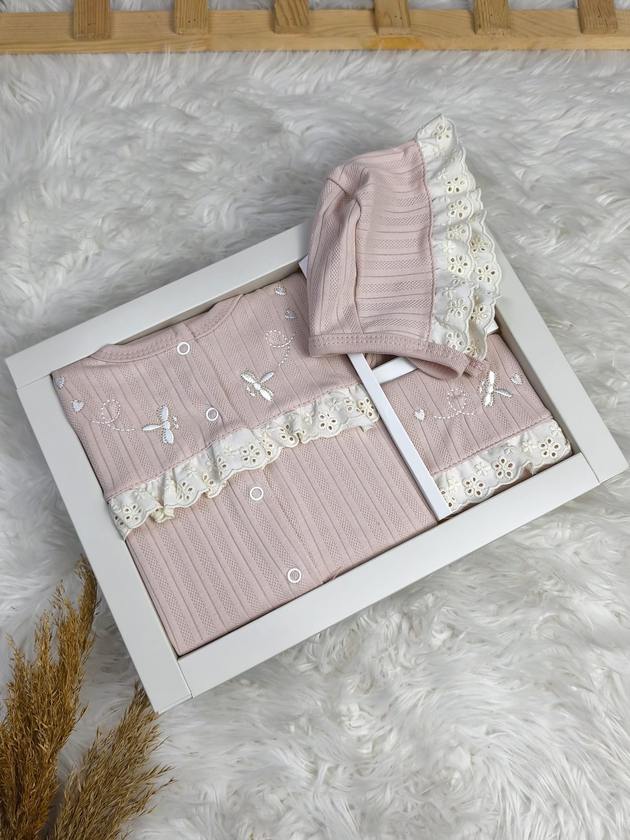 2458 FİSTOLU NAKIŞLI 5'Lİ HASTANE ÇIKIŞI SETİ