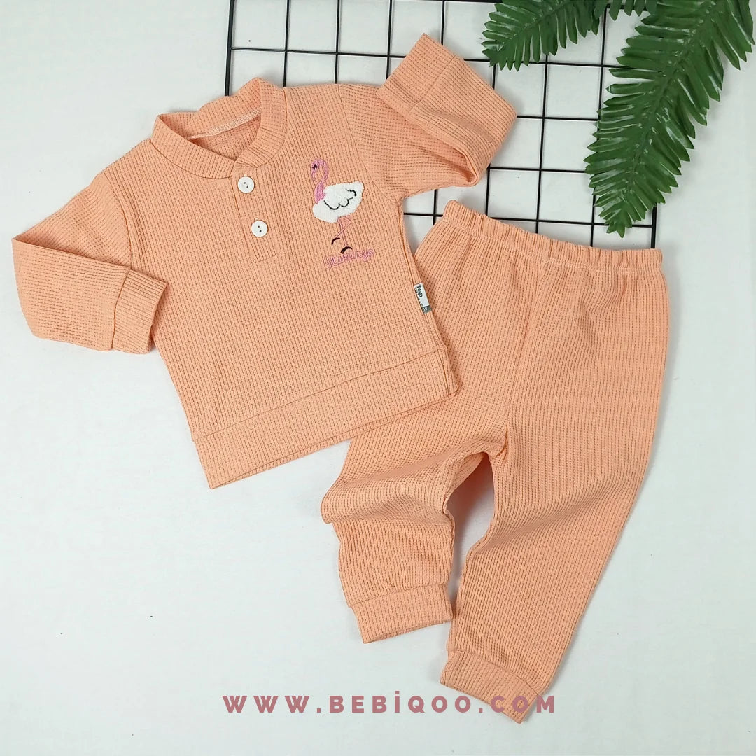 TKM-1811 Flamingo Nakışlı Waffle Kumaş Takım 249.90 - Lila / 2