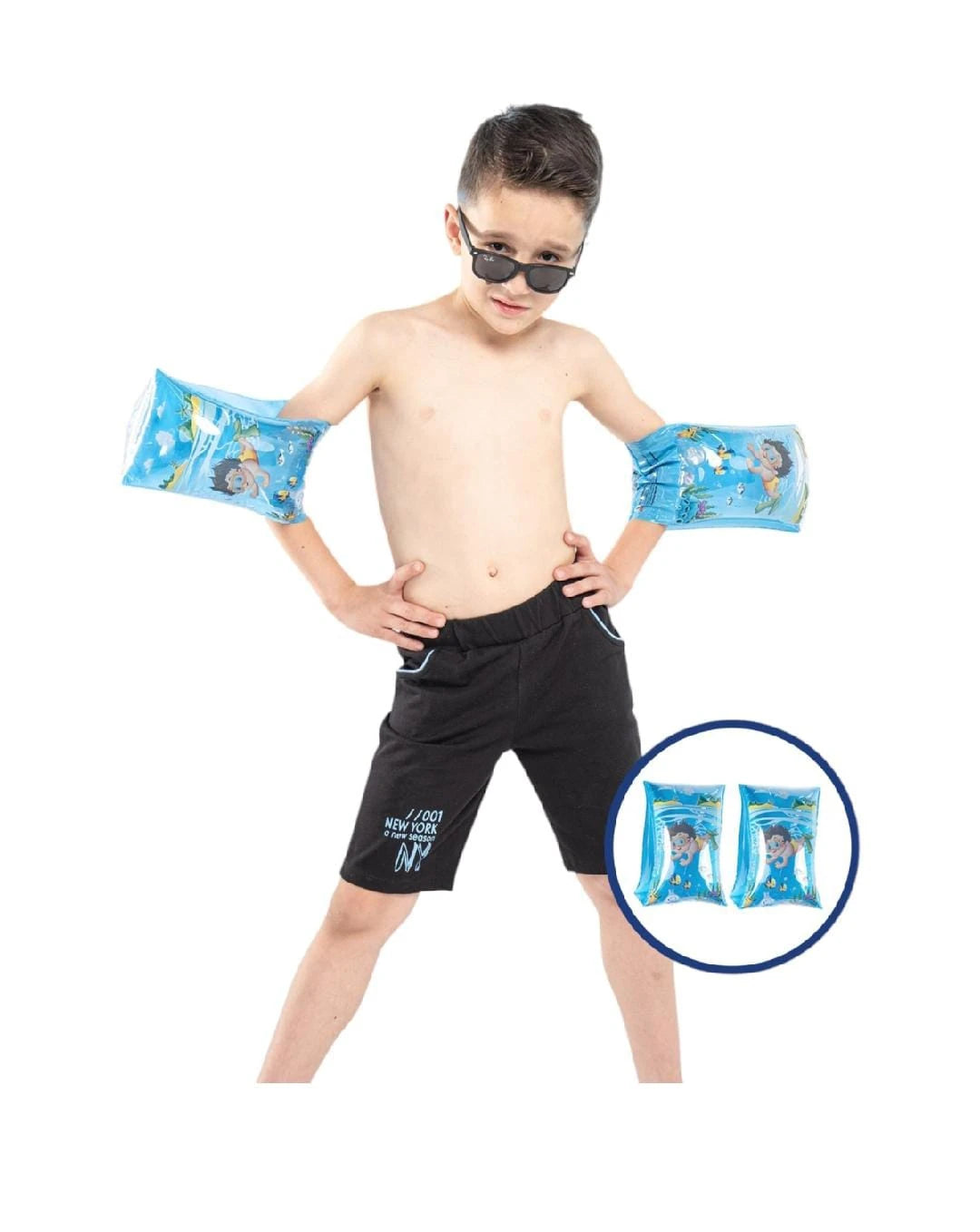 DALGIÇ RESİMLİ YÜZME KOLLUĞU  - Mavi