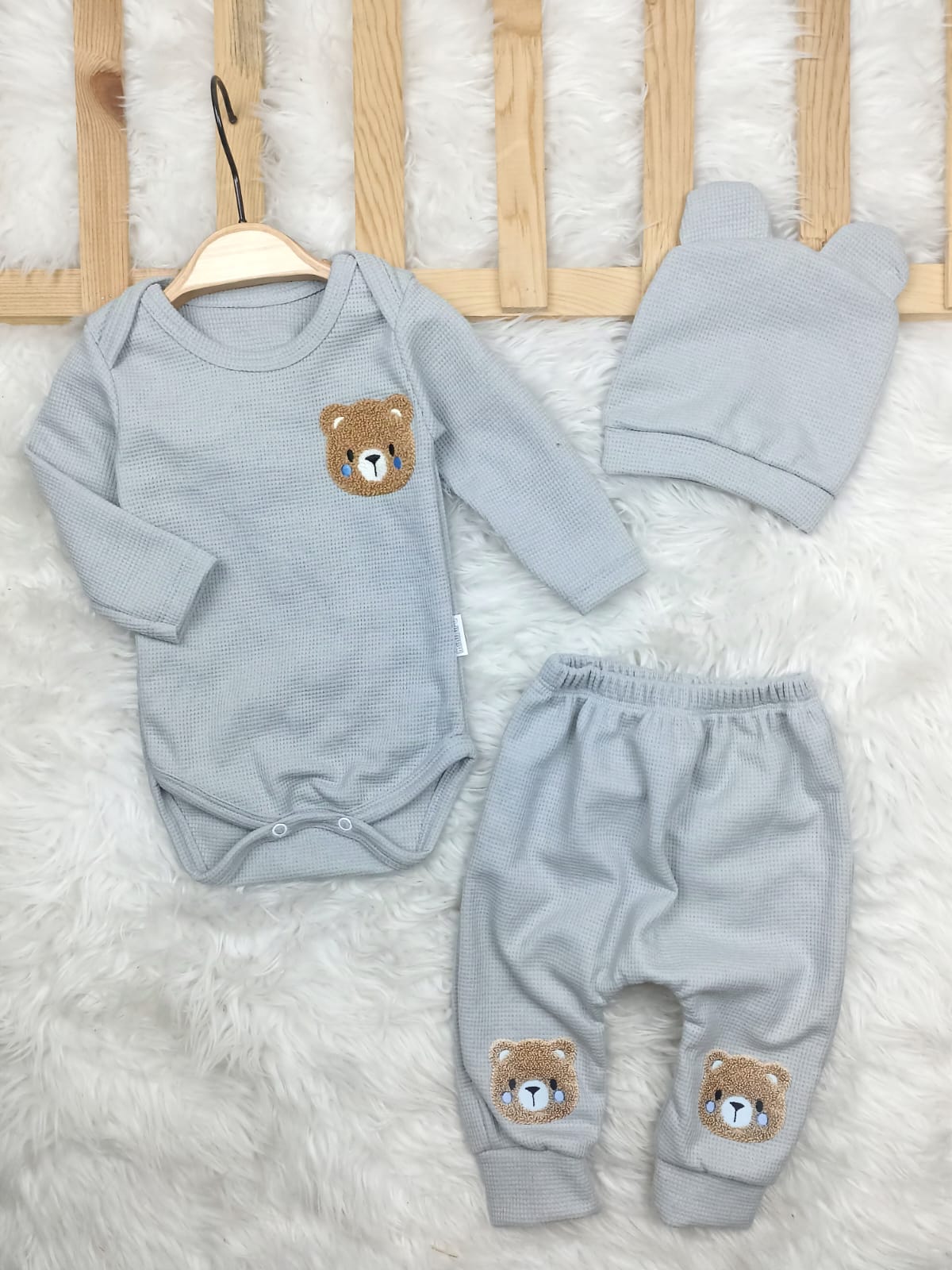 1836 AYICIK PUNCH NAKIŞLI BADY'Lİ TAKIM  - Gri / 3-6 Ay