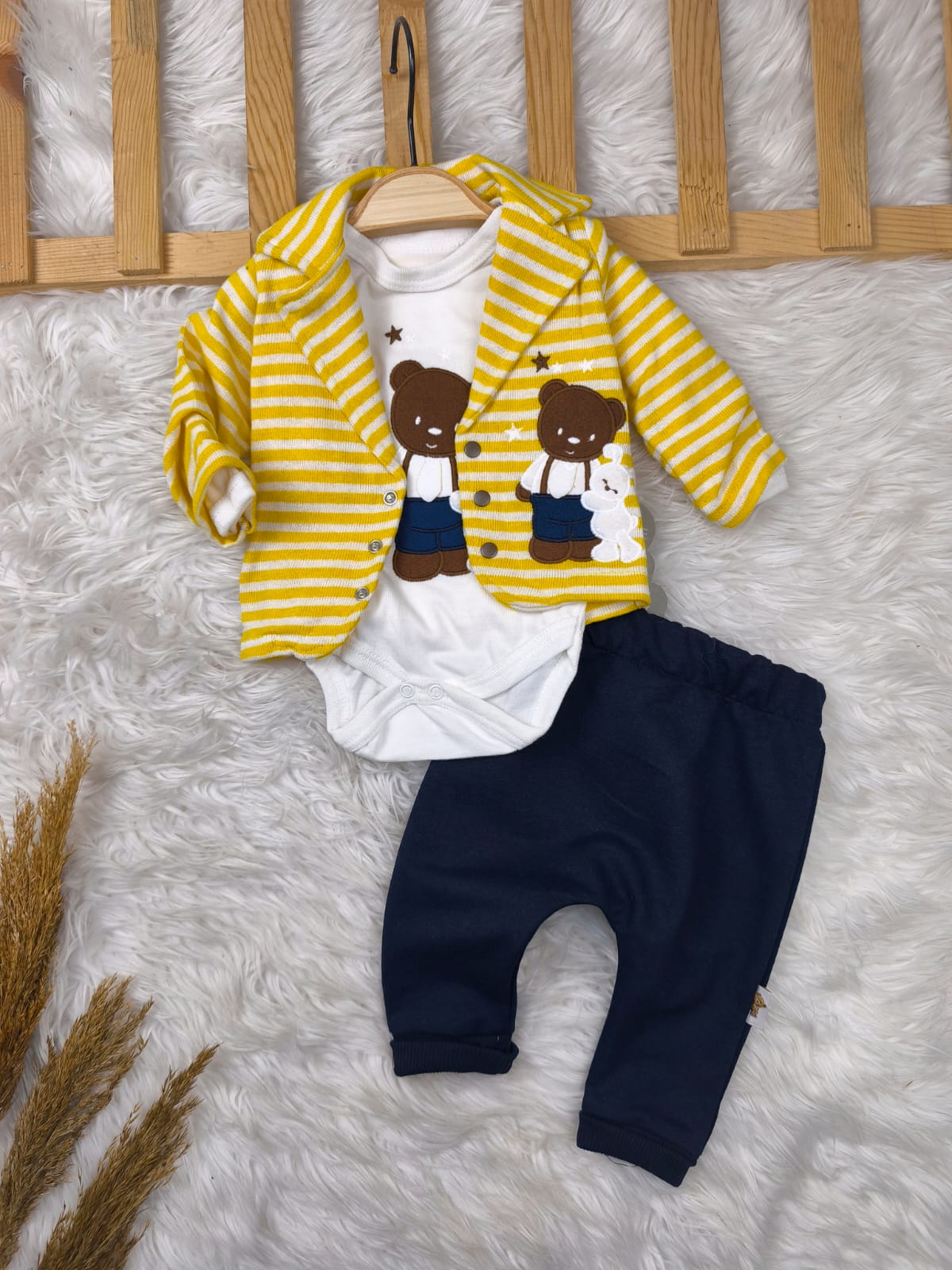 1933 ÇİZGİLİ TRİKO CEKETLİ 3'LÜ TAKIM