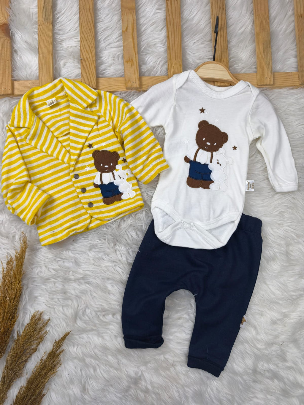 1933 ÇİZGİLİ TRİKO CEKETLİ 3'LÜ TAKIM