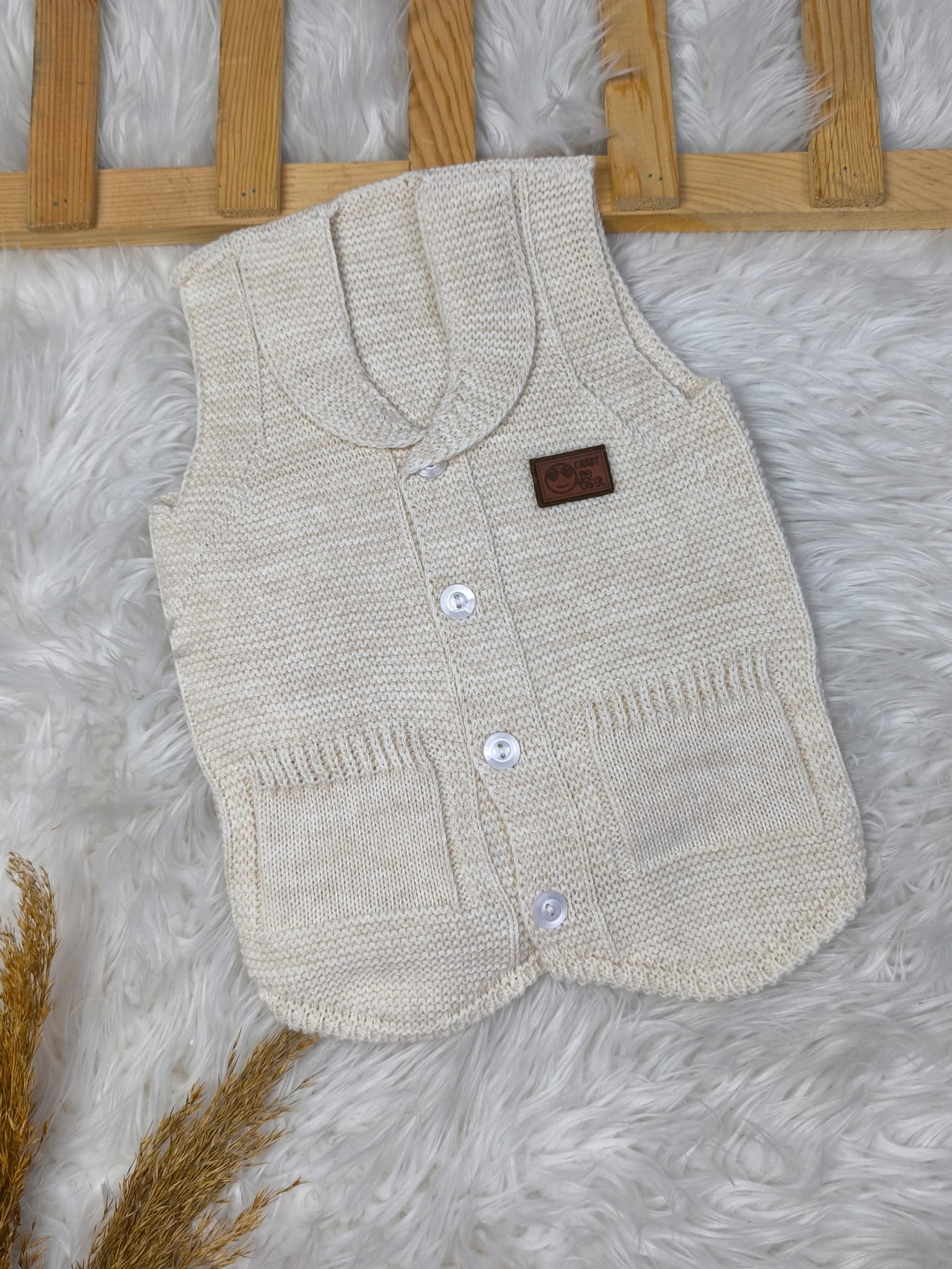 2579 ARMALI TRİKO YELEK - Mavi / 1 Yaş